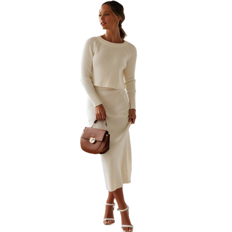 Knitted slit long dress