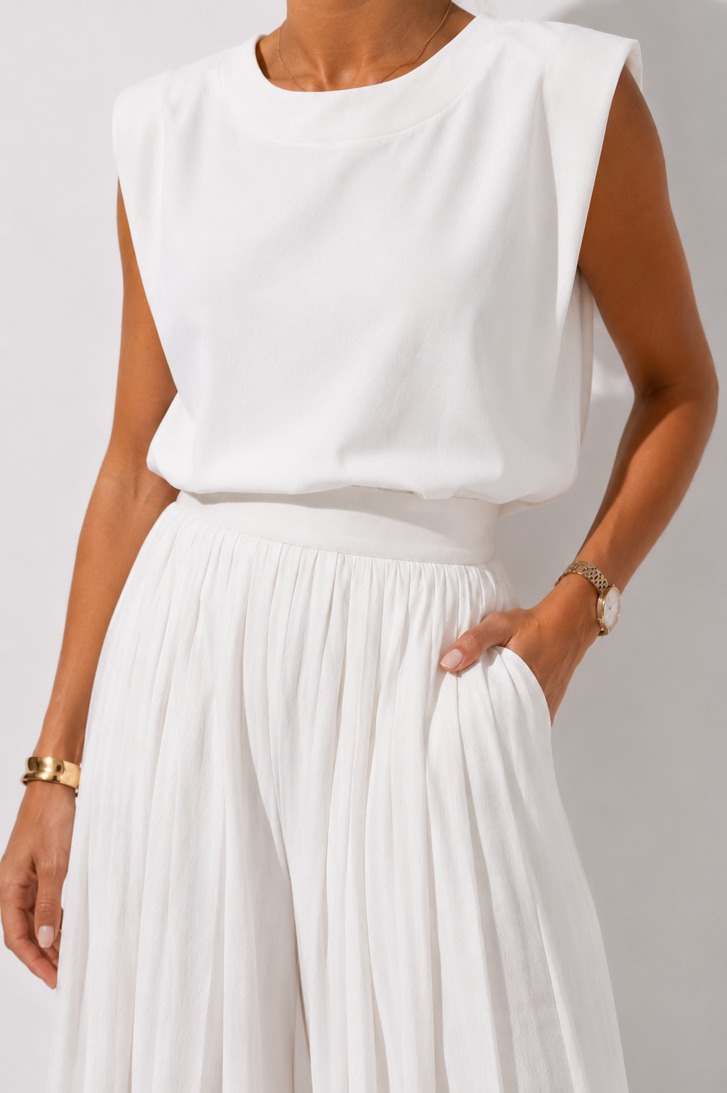 Conjunto Clara | Branco Plissado