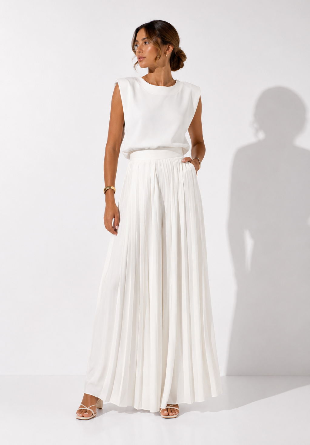 Conjunto Clara | Branco Plissado