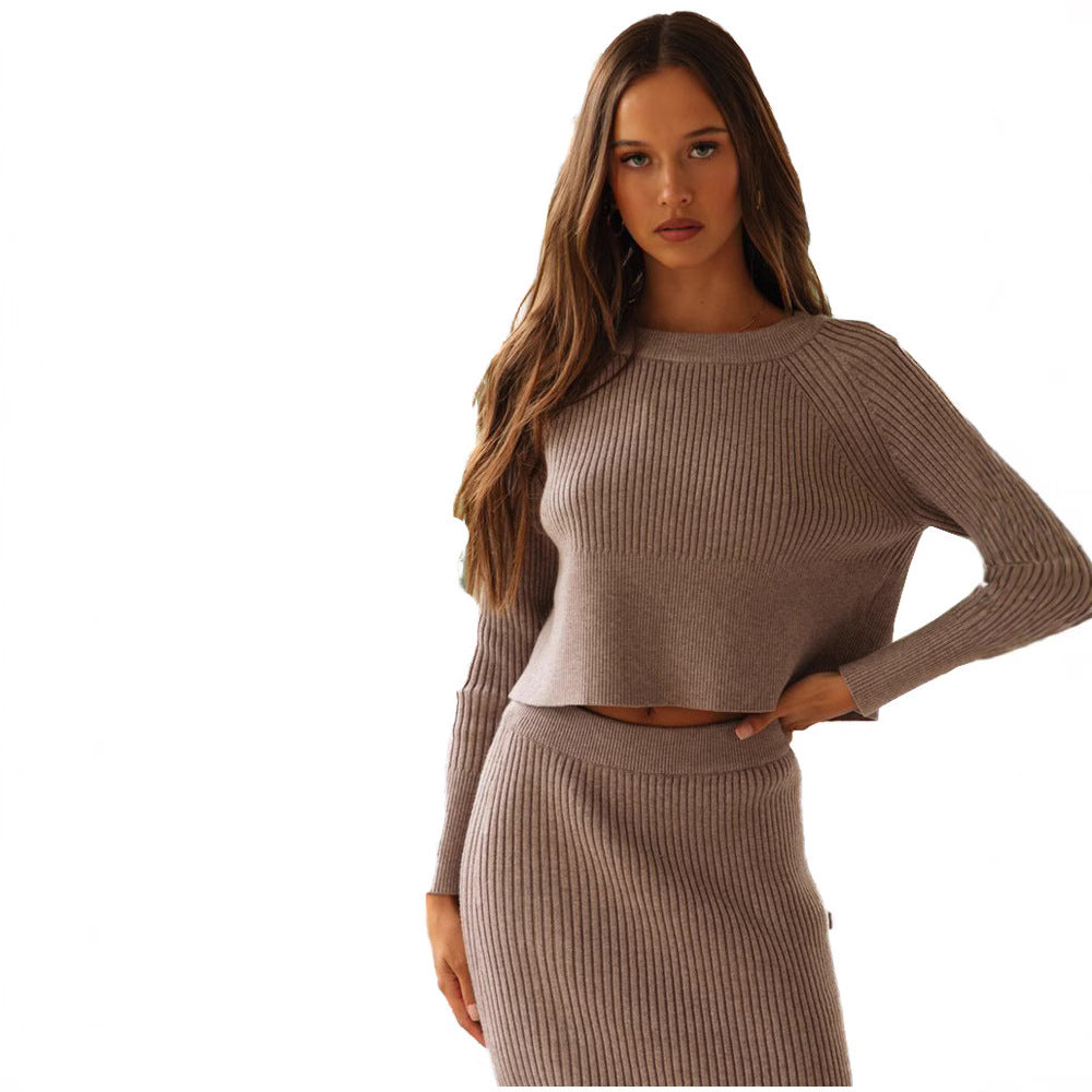 Knitted slit long dress