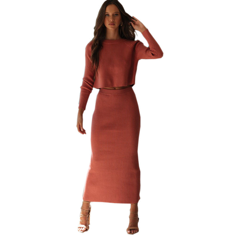 Knitted slit long dress
